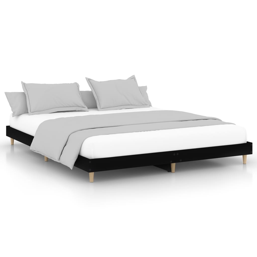 Estructura de cama madera contrachapada negra 120x200 cm
