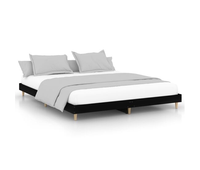 Estructura de cama madera contrachapada negra 120x200 cm