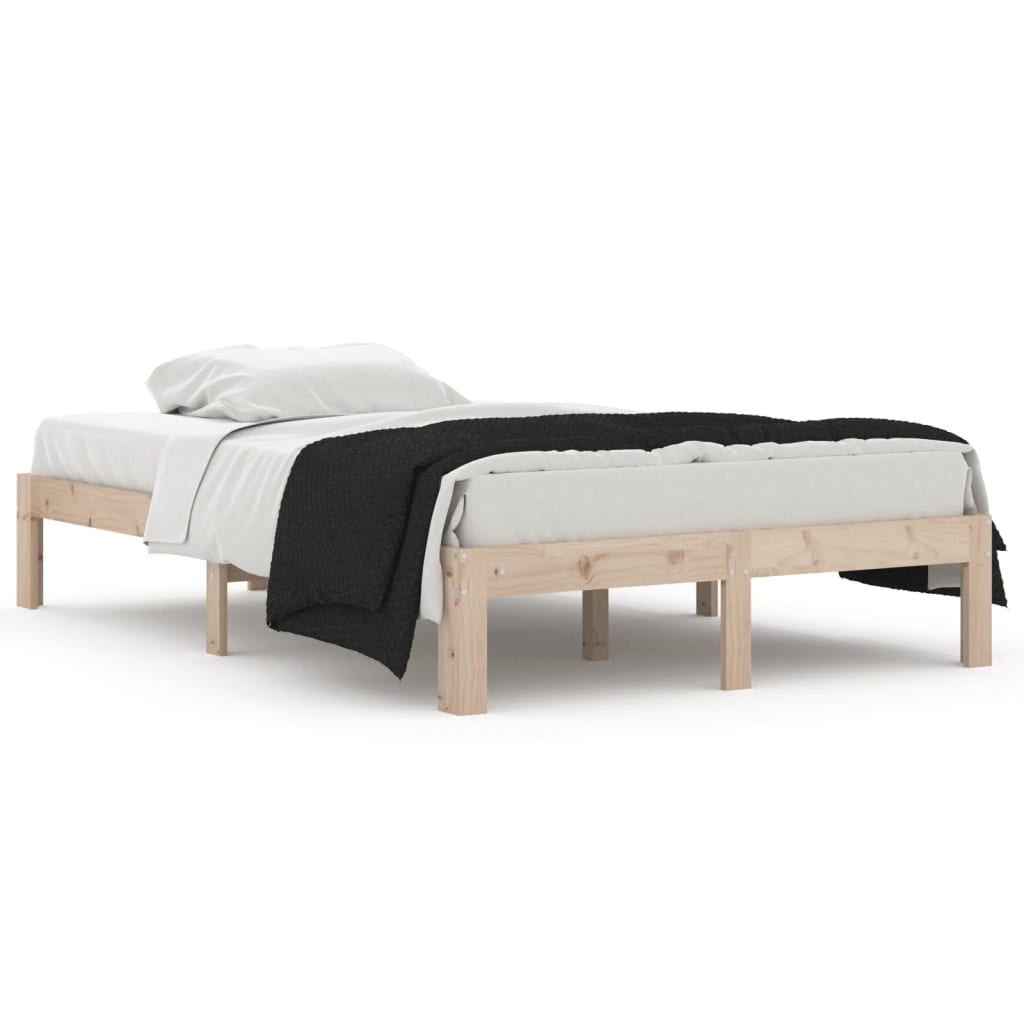 Estructura de cama madera maciza pequeña doble 120x190 cm