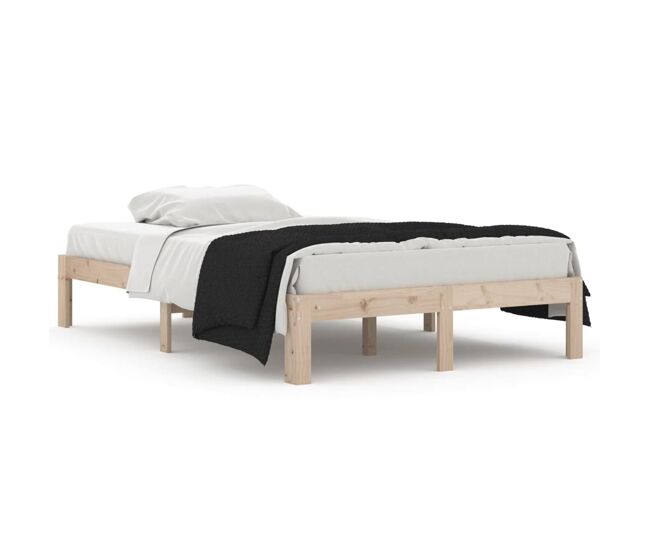 Estructura de cama madera maciza pequeña doble 120x190 cm