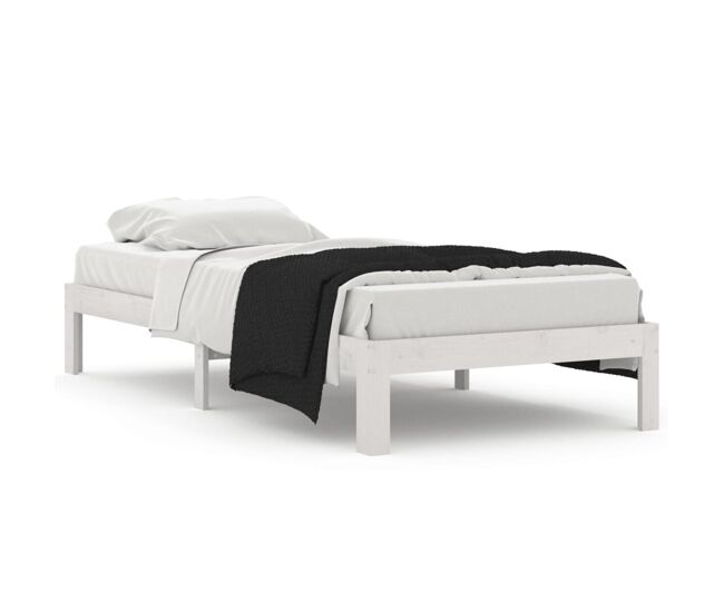 Estructura de cama madera maciza de pino blanco 90x200 cm