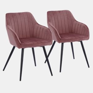 Juego de 2 sillas de terciopelo rosa BERTILLE