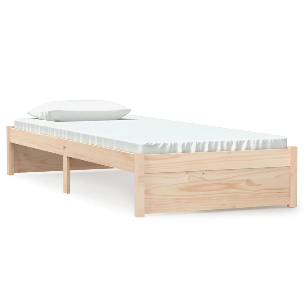 Estructura de cama individual madera maciza 75x190 cm