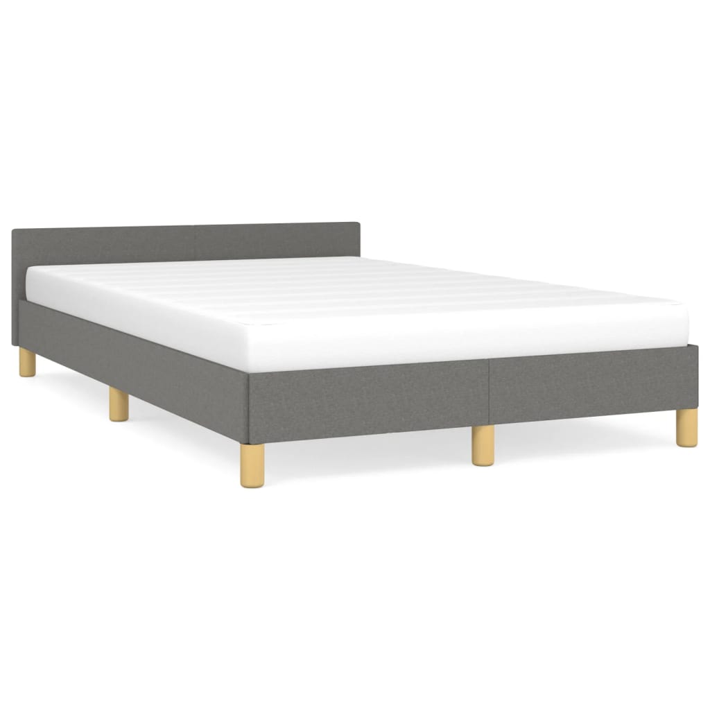 Estructura de cama con cabecero de tela gris oscuro 120x200 cm