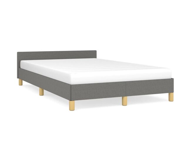 Estructura de cama con cabecero de tela gris oscuro 120x200 cm
