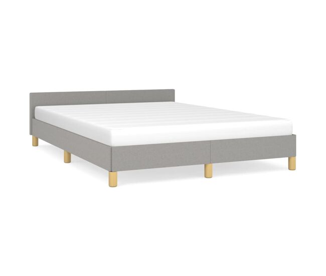 Estructura de cama con cabecero de tela gris claro 140x200 cm
