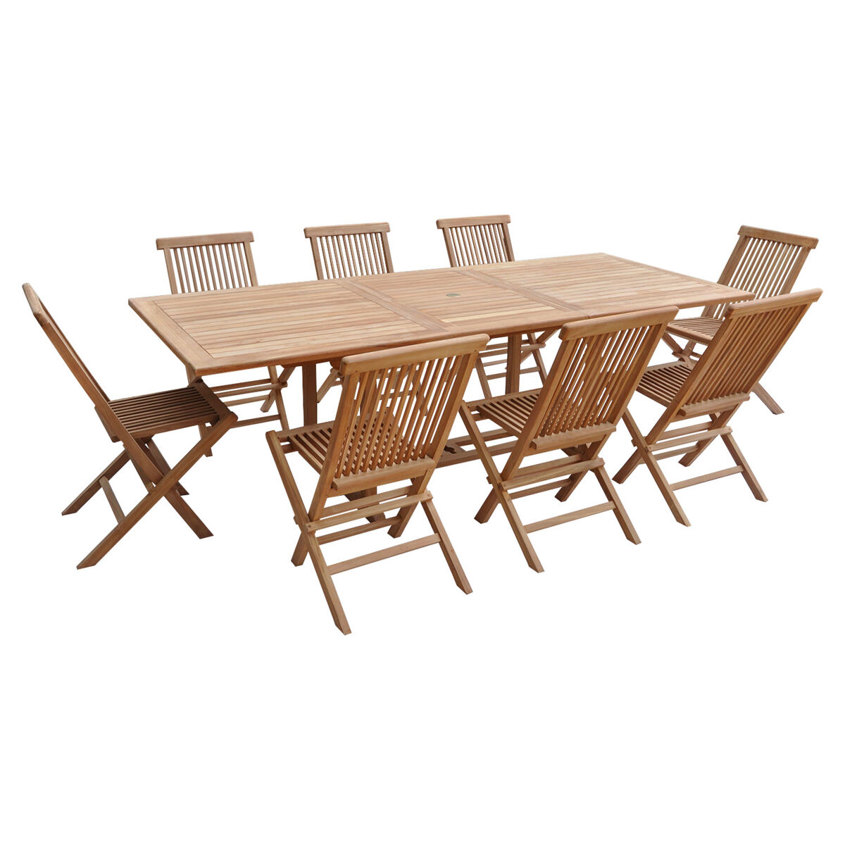 Muebles de jardín de teca lombok - mesa rectangular extensible - 8 plazas