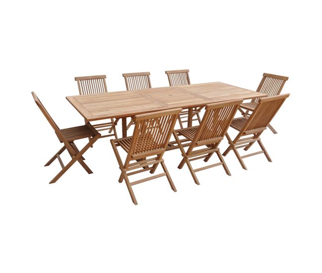 Muebles de jardín de teca lombok - mesa rectangular extensible - 8 plazas