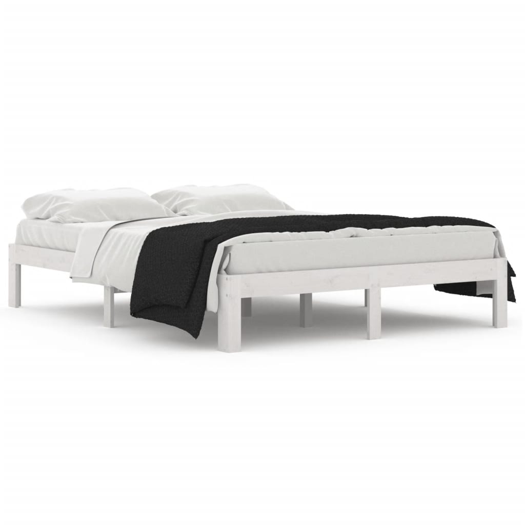 Estructura de cama de madera maciza de pino blanco 140x190 cm
