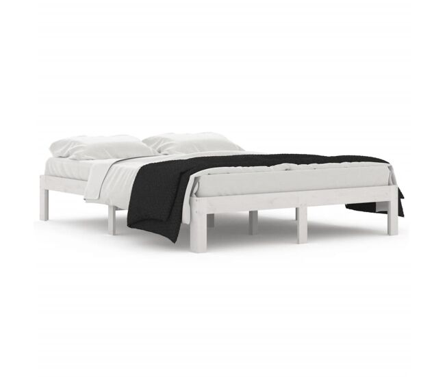 Estructura de cama de madera maciza de pino blanco 140x190 cm