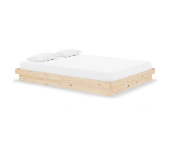Estructura de cama de matrimonio madera maciza 135x190 cm
