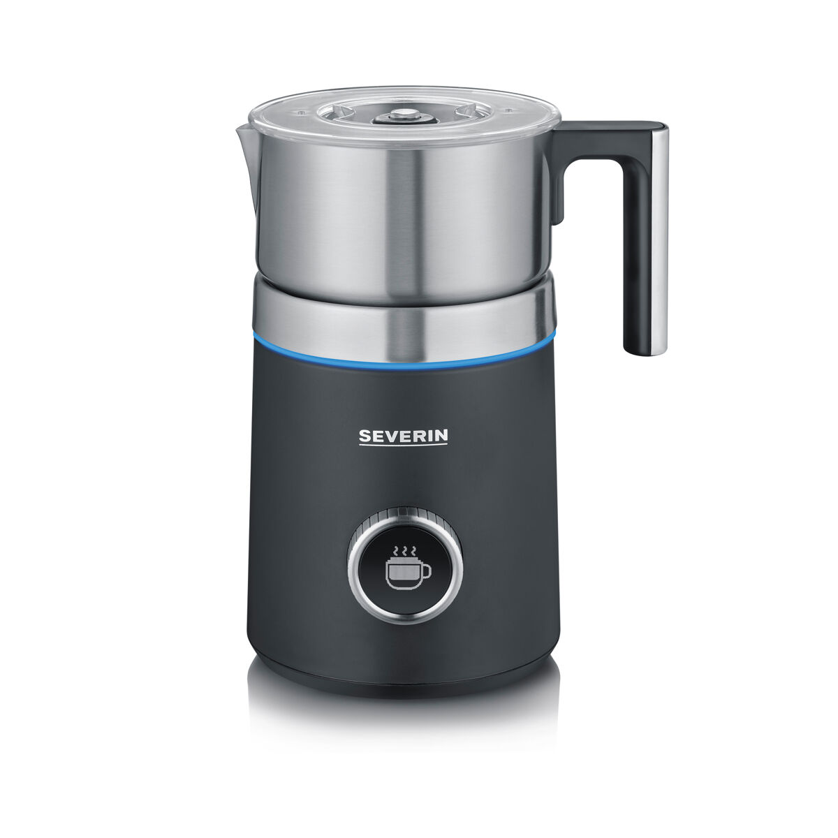 Severin espumador de leche por inducción spuma 700 plus, espumador eléctrico apto para el lavavajillas, bote espumador, acero inoxidable cepillado/negro mate, sm 3587