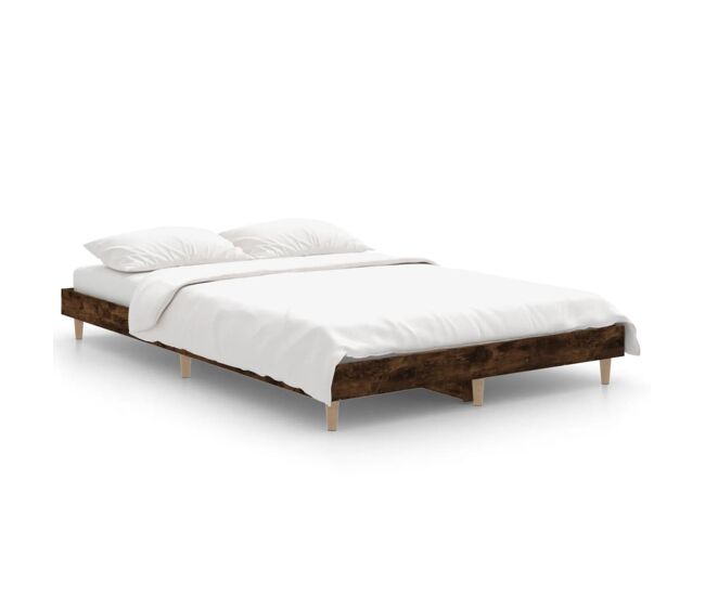 Estructura de cama madera contrachapada roble ahumado 120x190cm