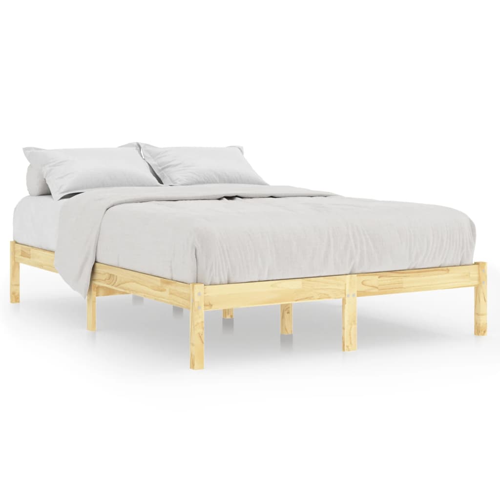 Estructura de cama doble pequeña madera maciza 120x190 cm