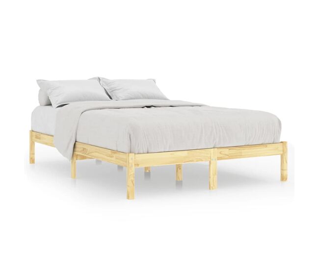 Estructura de cama doble pequeña madera maciza 120x190 cm