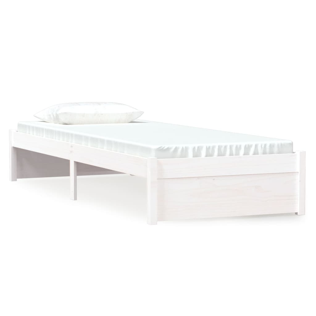 Estructura de cama individual madera maciza blanca 75x190 cm