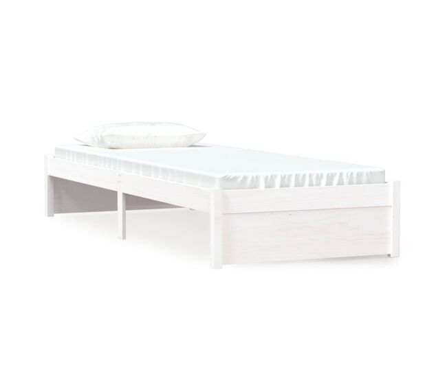 Estructura de cama individual madera maciza blanca 75x190 cm