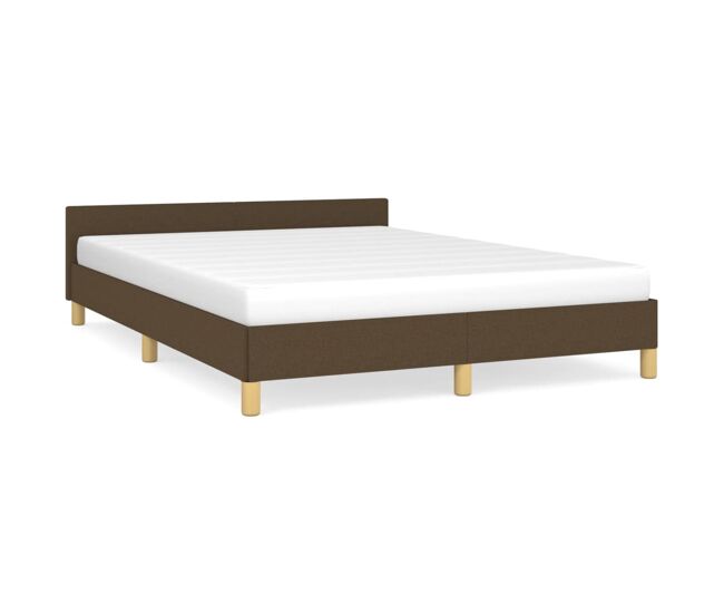 Estructura de cama con cabecero de tela marrón 140x200 cm
