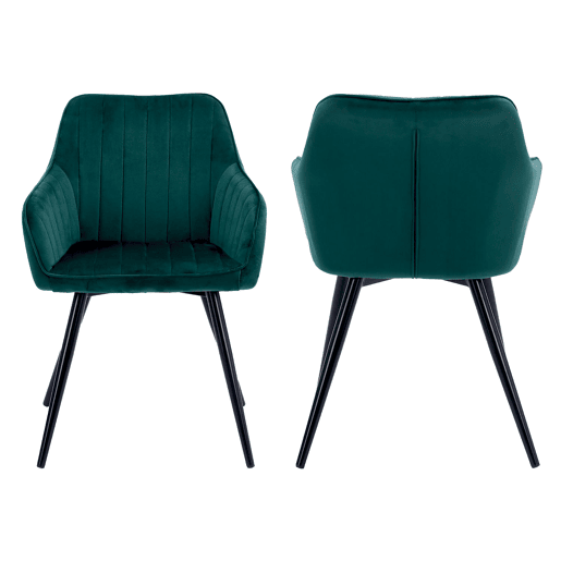 Juego de 2 sillas de terciopelo verde BERTILLE Juego de 2 sillas de terciopelo verde BERTILLE