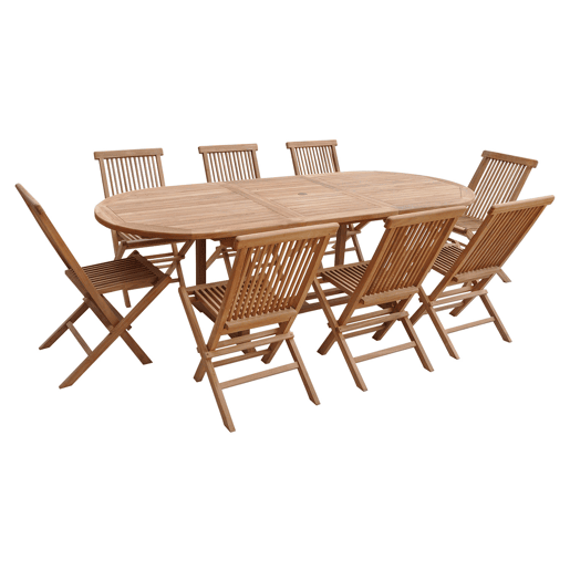 Muebles de jardín de teca LOMBOK - mesa extensible ovalada - 8 plazas
