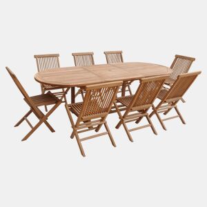 Muebles de jardín de teca LOMBOK - mesa extensible ovalada - 8 plazas