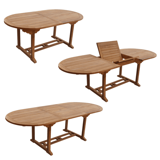 Muebles de jardín de teca LOMBOK - mesa extensible ovalada - 8 plazas