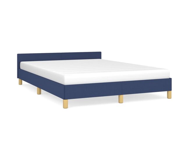 Estructura de cama con cabecero tela gris taupe azul 140x200 cm