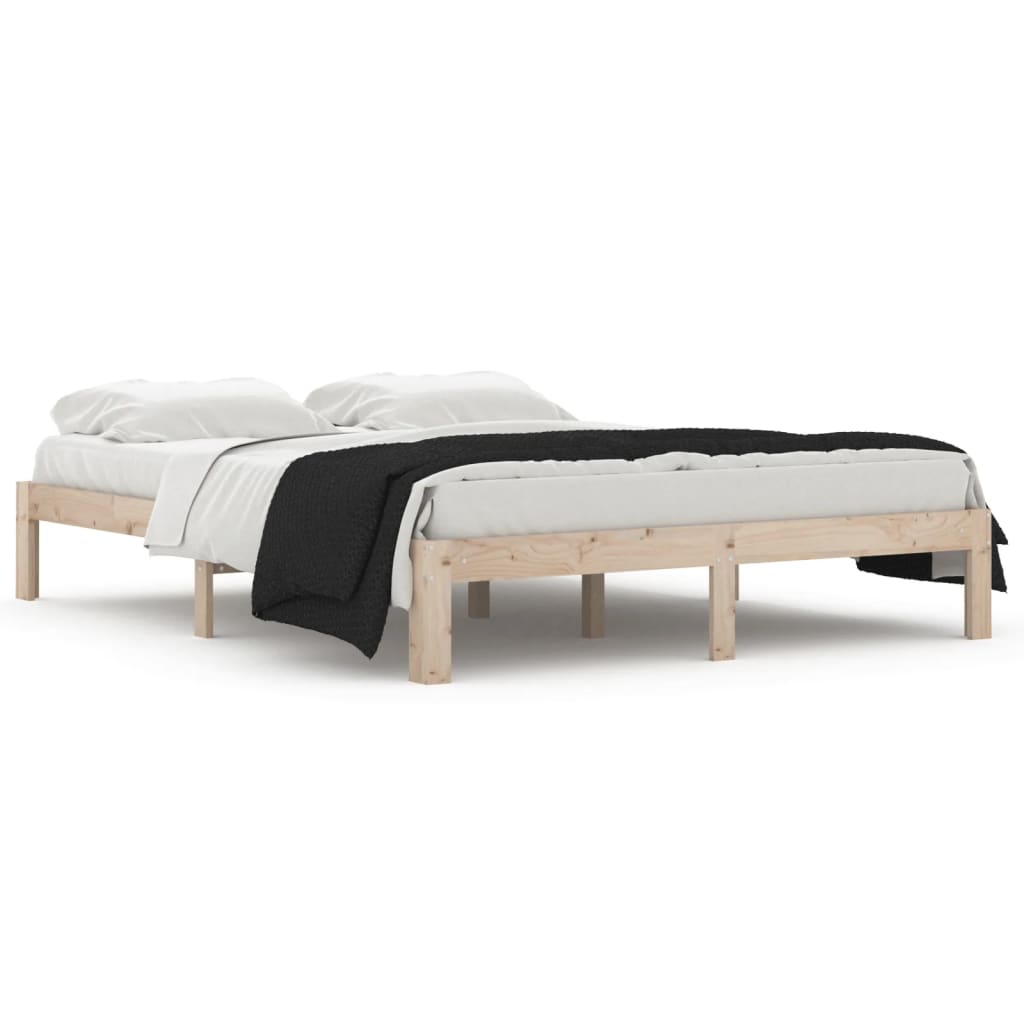 Estructura de cama madera maciza king size 150x200 cm