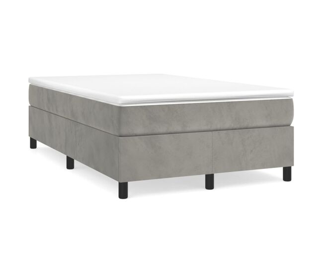 Cama box spring con colchón terciopelo gris claro 120x200 cm
