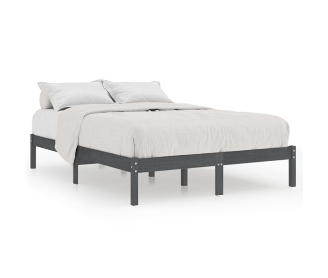 Estructura de cama madera maciza de pino gris 200x200 cm