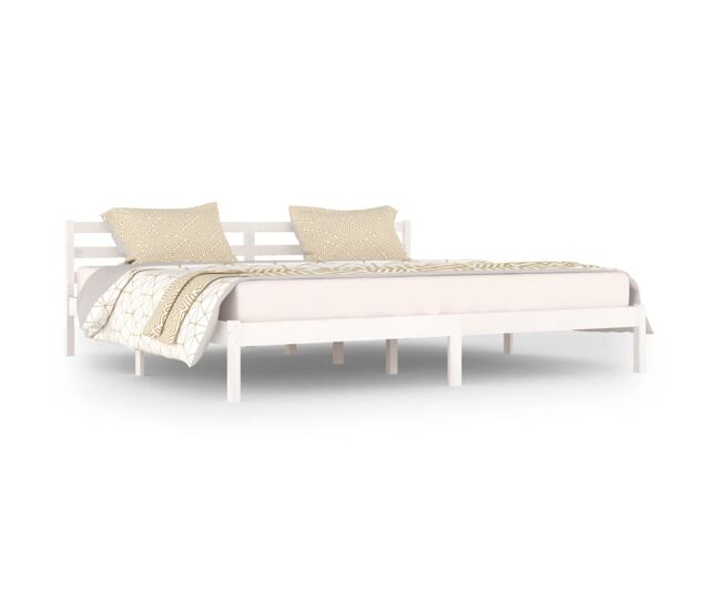 Estructura de cama madera maciza de pino blanco 200x200 cm