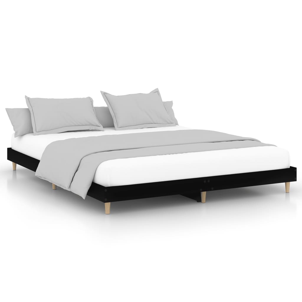 Estructura de cama madera contrachapada negra 200x200 cm