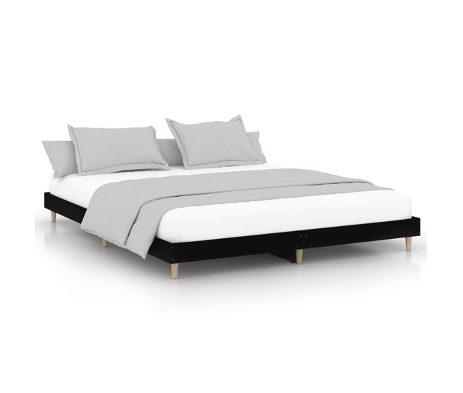 Estructura de cama madera contrachapada negra 200x200 cm