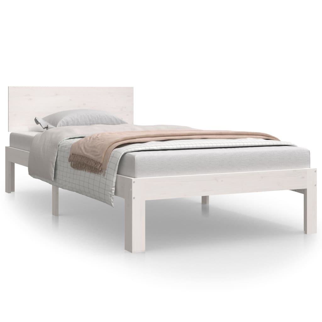 Estructura de cama madera maciza de pino blanco 90x200 cm