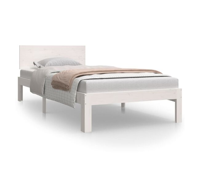 Estructura de cama madera maciza de pino blanco 90x200 cm