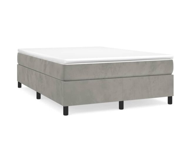 Cama box spring con colchón terciopelo gris claro 140x190 cm