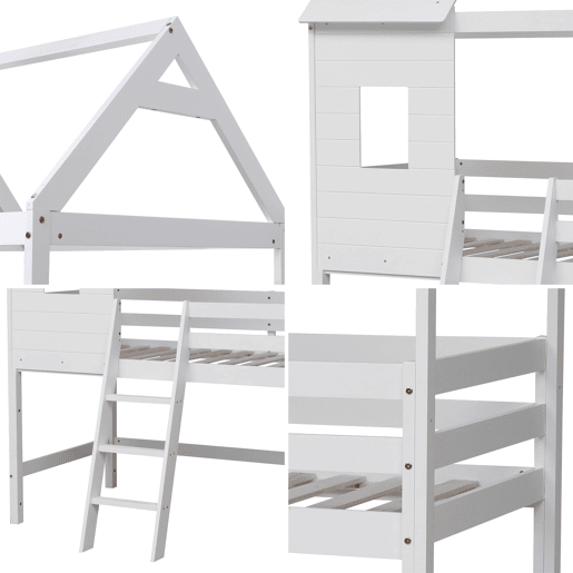 Cama infantil de entrepiso 190x90cm blanco MARGOT