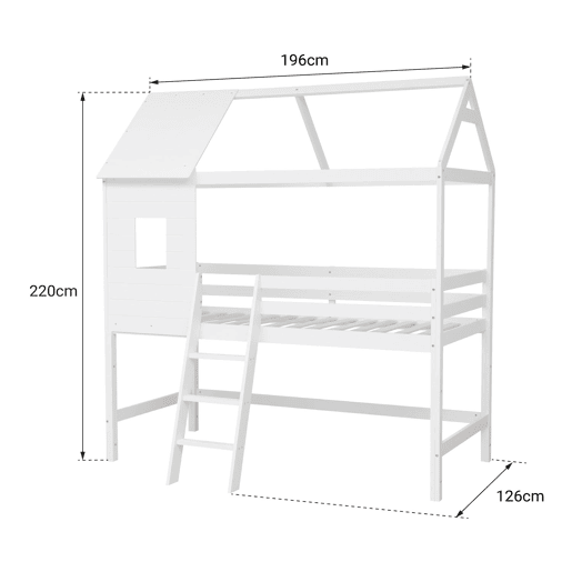 Cama infantil de entrepiso 190x90cm blanco MARGOT