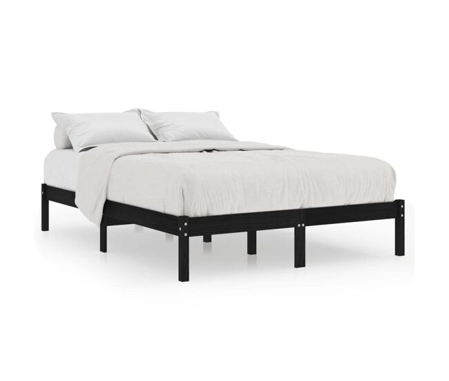 Estructura de cama madera maciza negra king size 150x200 cm