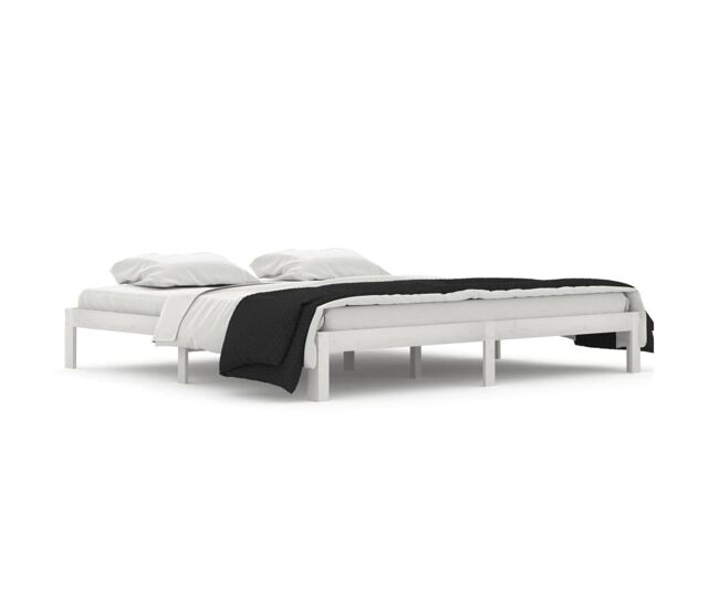 Estructura de cama madera maciza de pino blanco 200x200 cm