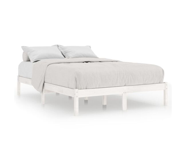 Estructura de cama de madera maciza blanca 135x190 cm