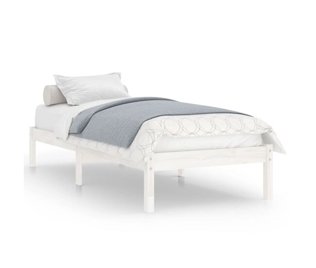 Estructura de cama individual madera maciza blanco 90x190 cm