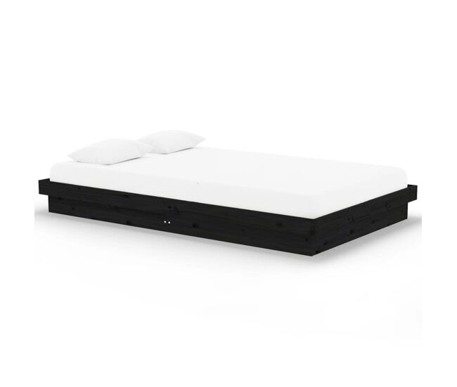 Estructura de cama madera maciza negro 120x200 cm