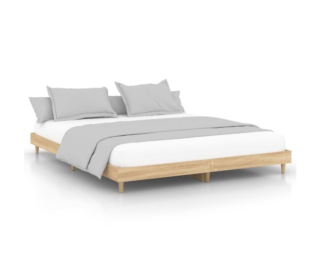 Estructura de cama madera contrachapada roble sonoma 120x200 cm