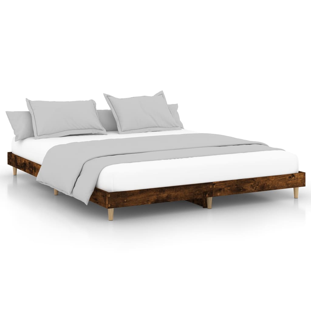 Estructura de cama madera contrachapada roble ahumado 100x200cm