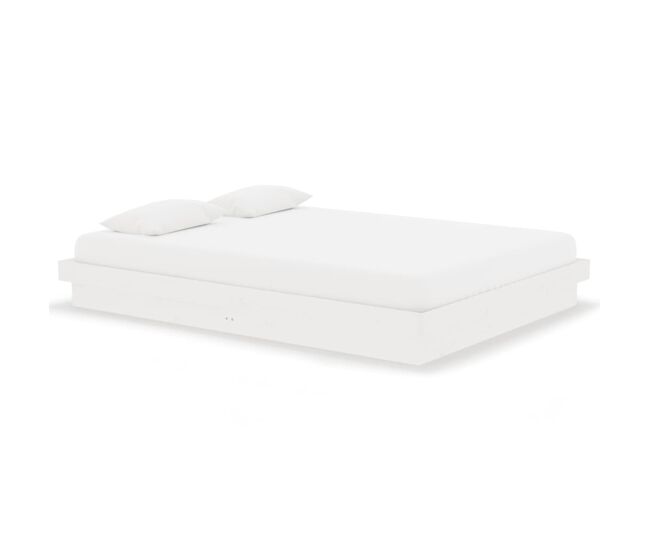 Estructura de cama de madera maciza blanca 140x190 cm