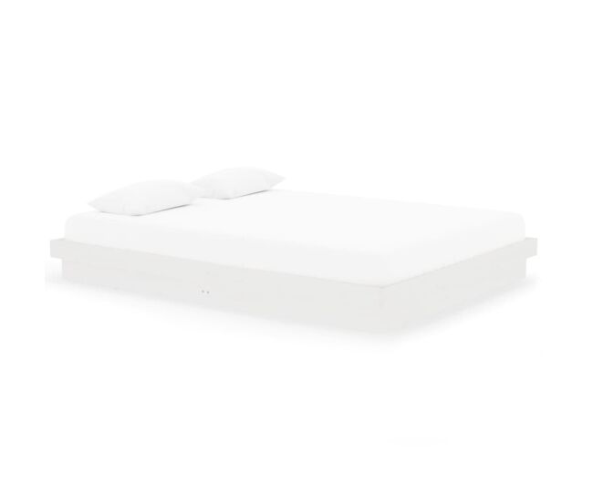 Estructura de cama madera maciza blanca king size 150x200 cm
