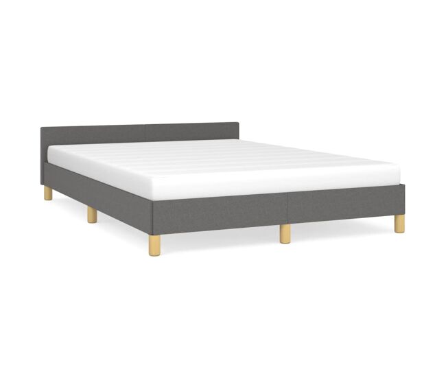 Estructura de cama con cabecero de tela gris oscuro 140x200 cm