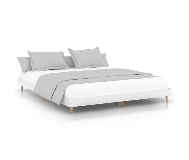 Estructura de cama madera contrachapada blanca 120x200 cm