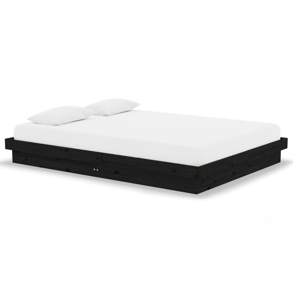 Estructura de cama de madera maciza negro 140x190 cm